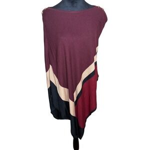 White House Black Market Women's Wool Blend Asymmetrical Pull Over‎ Poncho Sz M